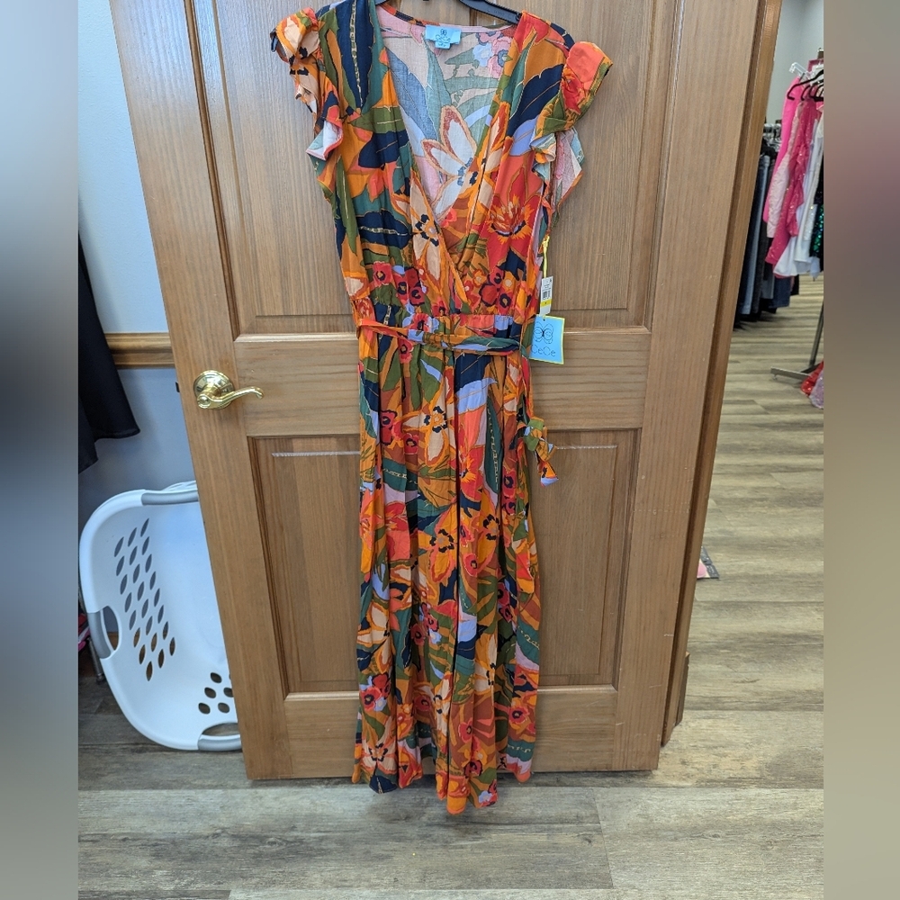 NWT, Floral Orange Maxi Dress By CeCe. Sz M #B69 - Picture 4 of 6